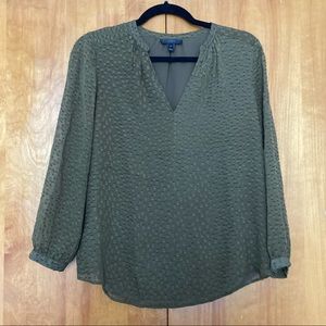 J. Crew olive green clip dot silk blend top, size 0